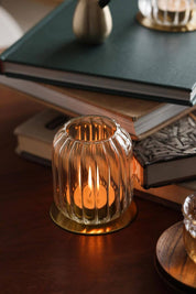 Aura Fluted Glass Tealight Lanterns, Set of 2