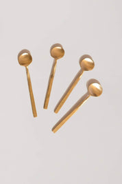 Four Wabi Brass Coffee Spoons with hand-cast finish