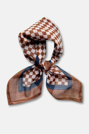 Cocoa Bandana | Earthy Checkered Print