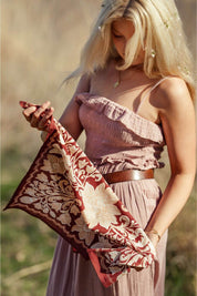 Agatha Bandana | Creamy Petals on Warm Brick