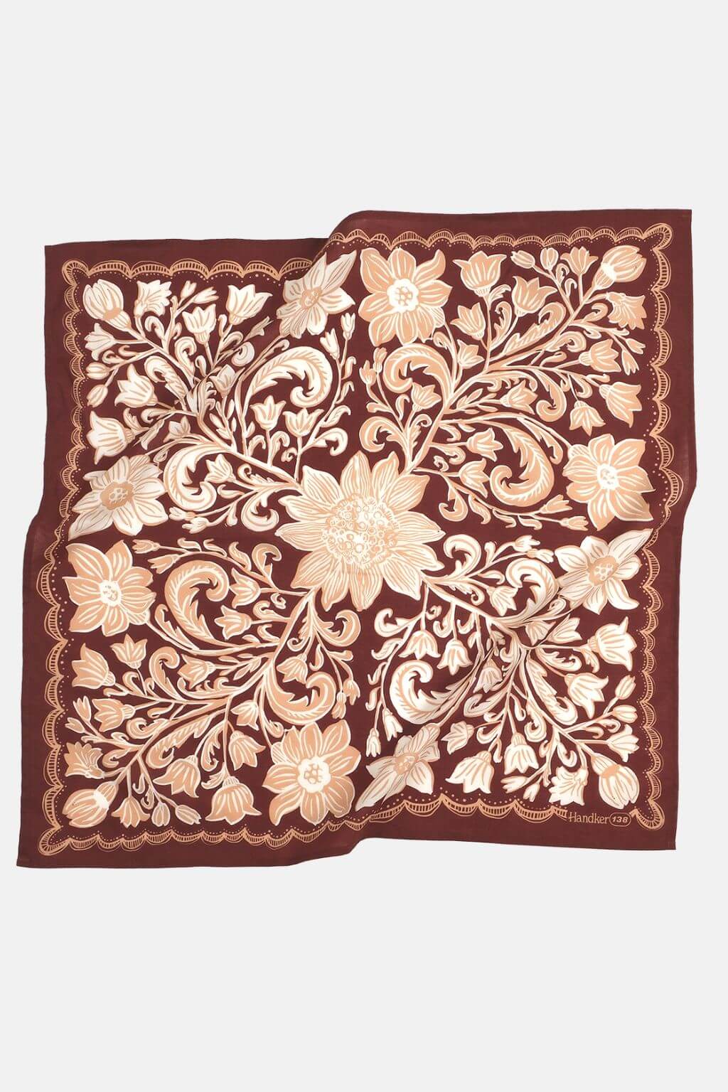 Agatha Bandana | Creamy Petals on Warm Brick