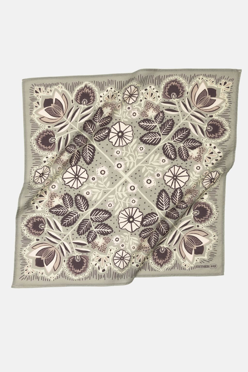 Esther Bandana | Elegant Greige Floral