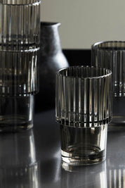 Smoked Grey Rills Drinking Glasses, Set of 4