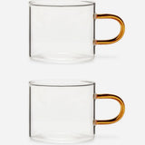 Lotta Amber Handle Borosilicate Glass Tea / Espresso Cups - Set of 2