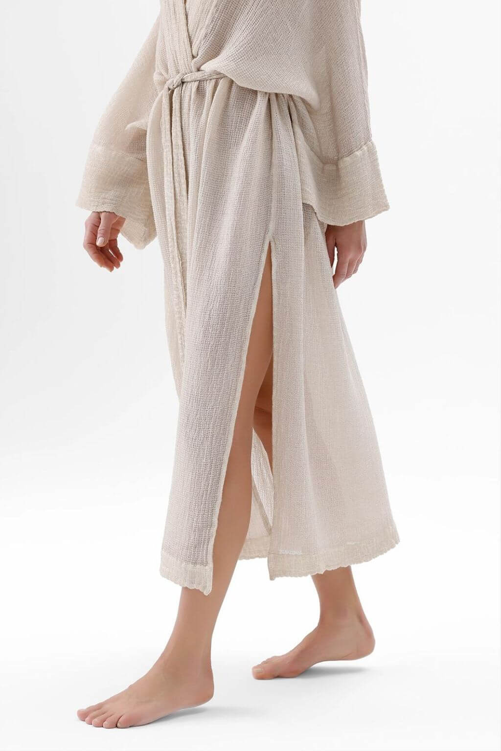 Crinkle Bamboo Beige Kimono