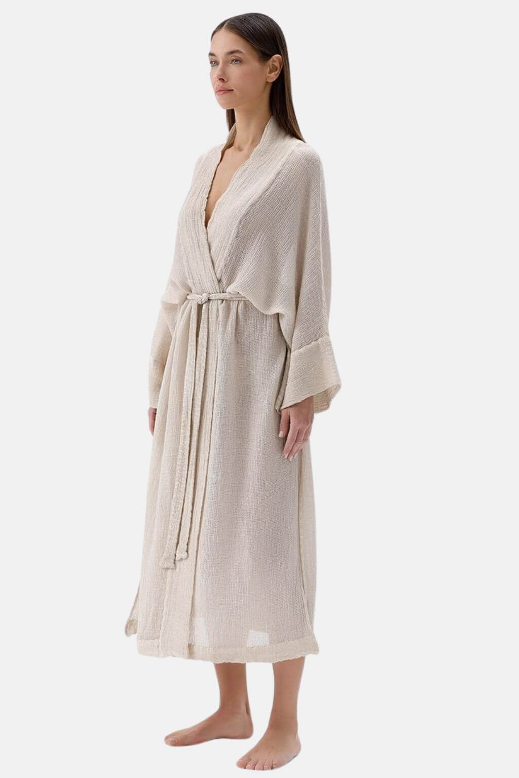 Crinkle Bamboo Beige Kimono