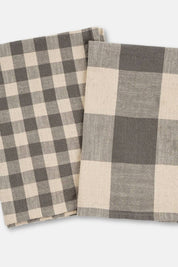 Grey Gingham Tea Towels, Set of 2