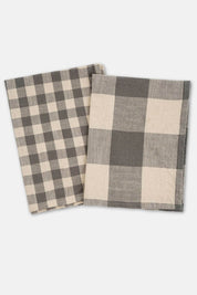 Grey Gingham Tea Towels, Set of 2