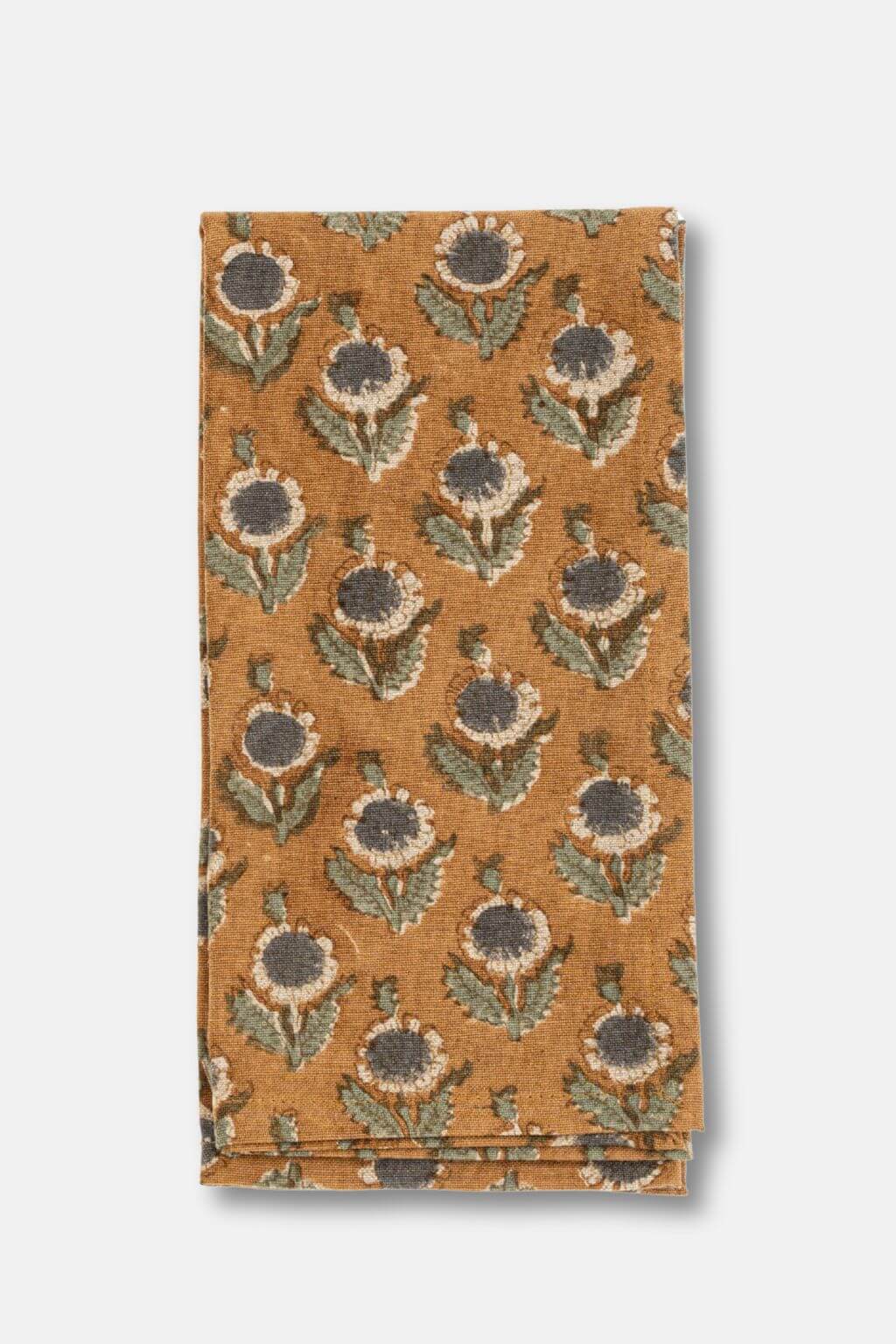 Artisan crafted floral print Kerala cotton napkins India