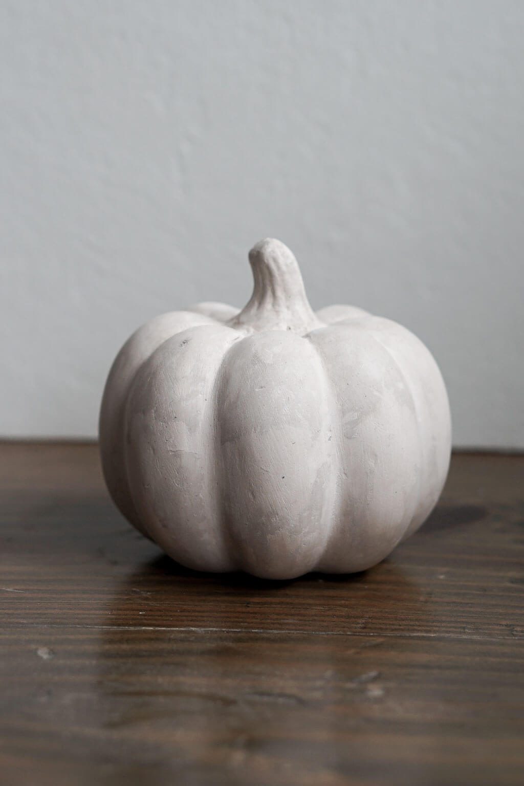 Handmade paper mache pumpkin with white chalk finish