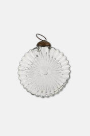 Shell Glass Holiday Ornament with ribbed glass and brass hanger