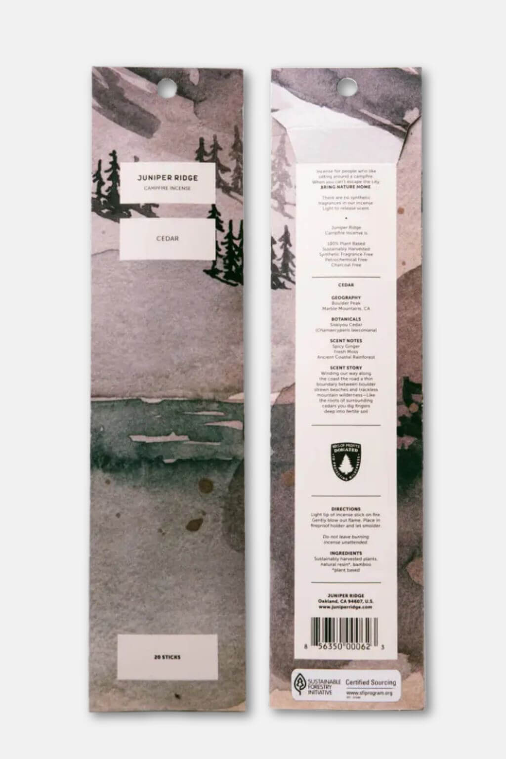 Product packaging with scenic design and Juniper Rose branding