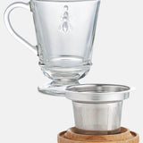 Bee Tea Infuser Glass Mug with Wood Lid