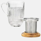 Ouessant Ribbed Glass Mug Tea Infuser with Wood Lid