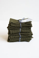 Martini Olive Linen Waffle Dishcloth Set of 2