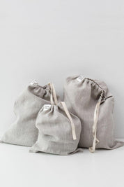 Zero Waste Melange Linen Drawstring Bags Set of 3