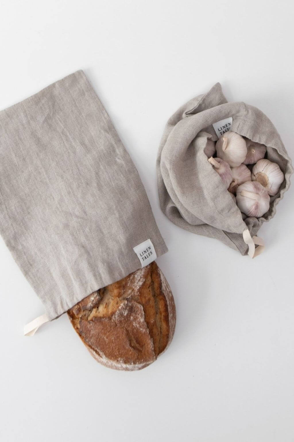 Zero Waste Natural Linen Drawstring Bags Set of 3