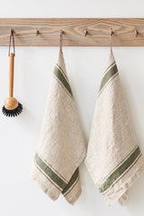 Green Stripe Heritage Linen Kitchen Towel