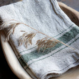 Green Stripe Heritage Linen Kitchen Towel
