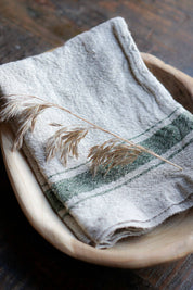 Green Stripe Heritage Linen Kitchen Towel