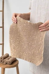 Beige Waffle Face Cloths, Set of 5