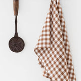 Cinnamon Gingham Linen Tea Towel