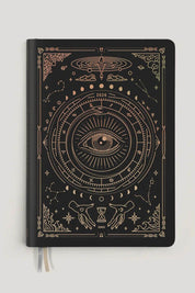 Magic of I 2026 Black Astrological Planner front cover with gold foil cosmic eye