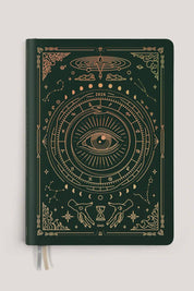Magic of I 2026 Astrological Planner in Deep Moss with gold zodiac and celestial cover design