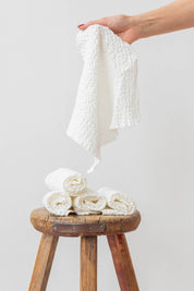 White Waffle Face Cloths, Set of 5