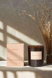 ROEN Topanga candle with box in soft window light