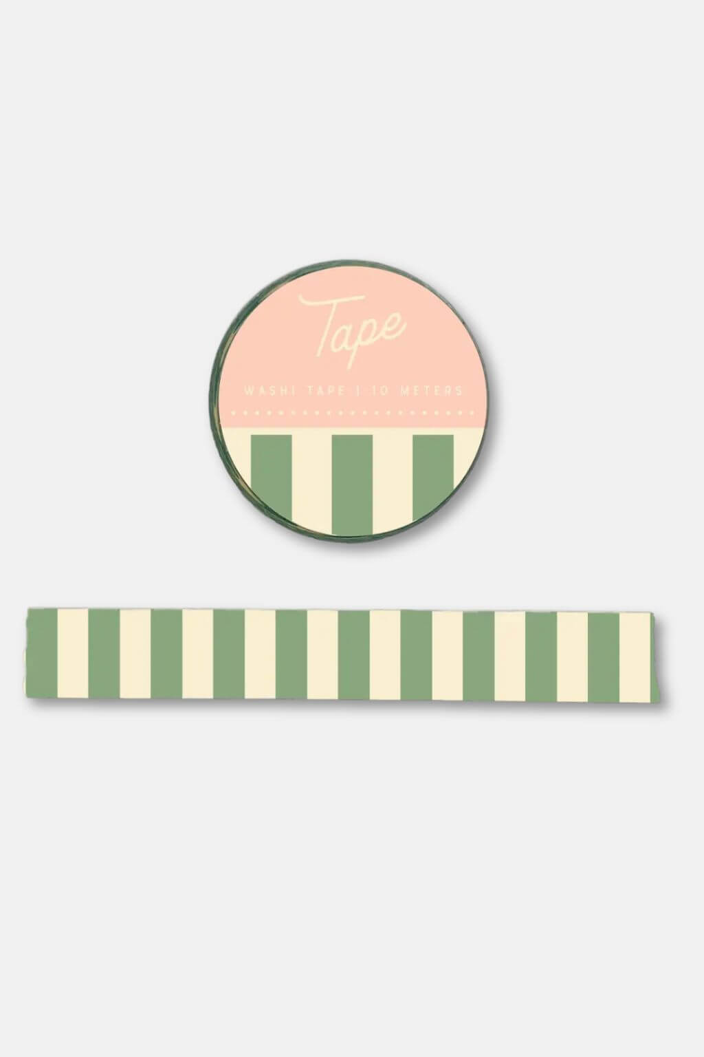 Closeup of Sage Stripe Washi Tape for Journaling and Crafts