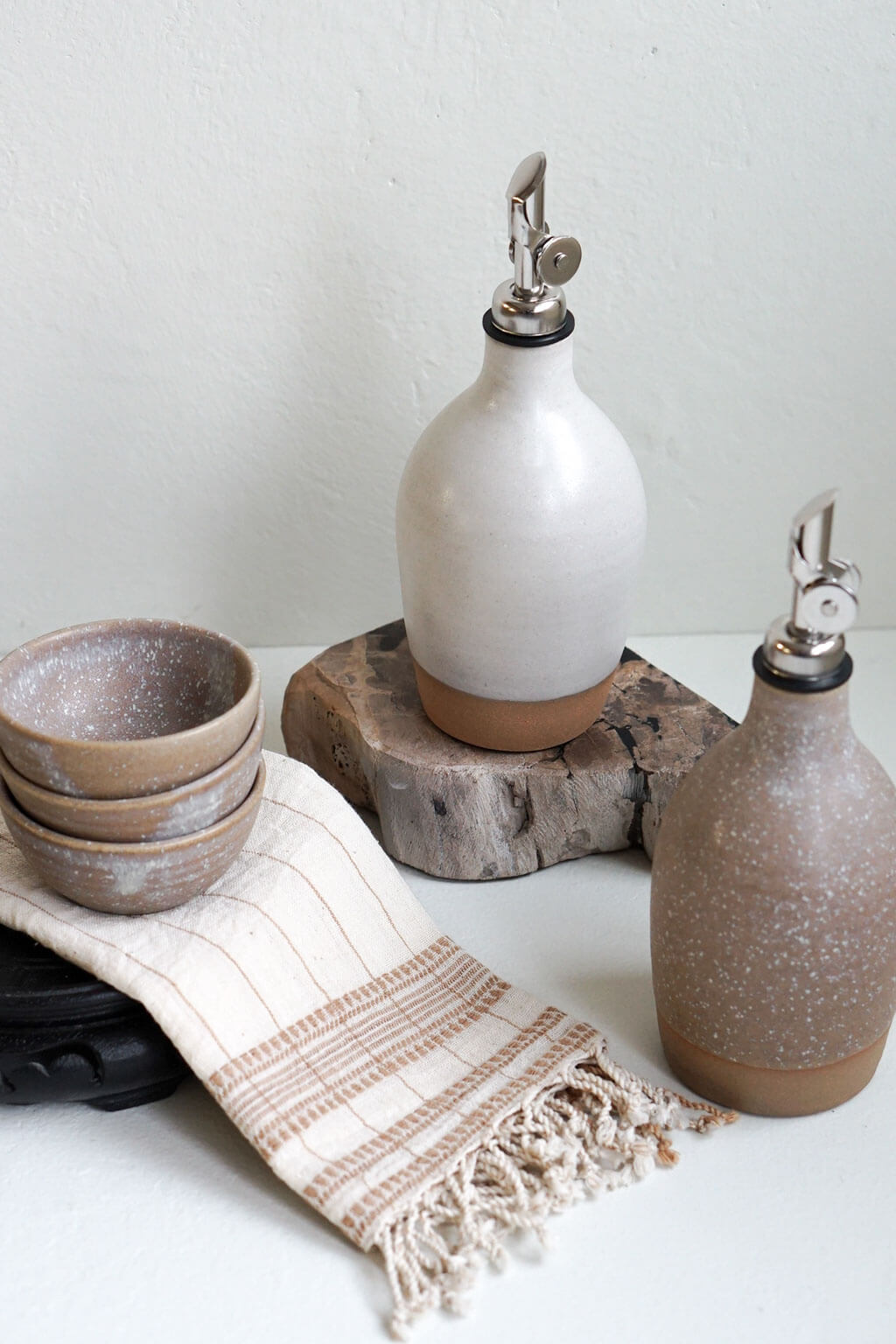 Handcrafted Ceramic Oil Bottle, Matte White