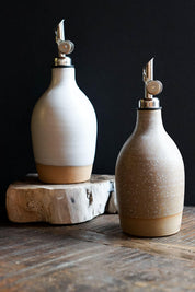 Handcrafted Ceramic Oil Bottle, Sandstone