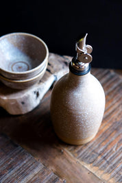 Handcrafted Ceramic Oil Bottle, Sandstone