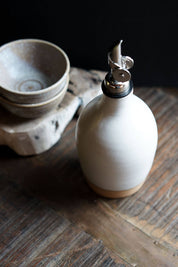 Handcrafted Ceramic Oil Bottle, Matte White