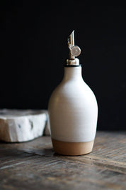 Handcrafted Ceramic Oil Bottle, Matte White