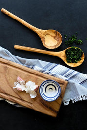 Shallow Olive Wood Serving Spoon