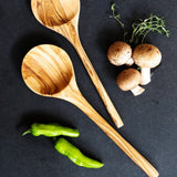 Shallow Olive Wood Serving Spoon