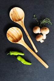 Shallow Olive Wood Serving Spoon