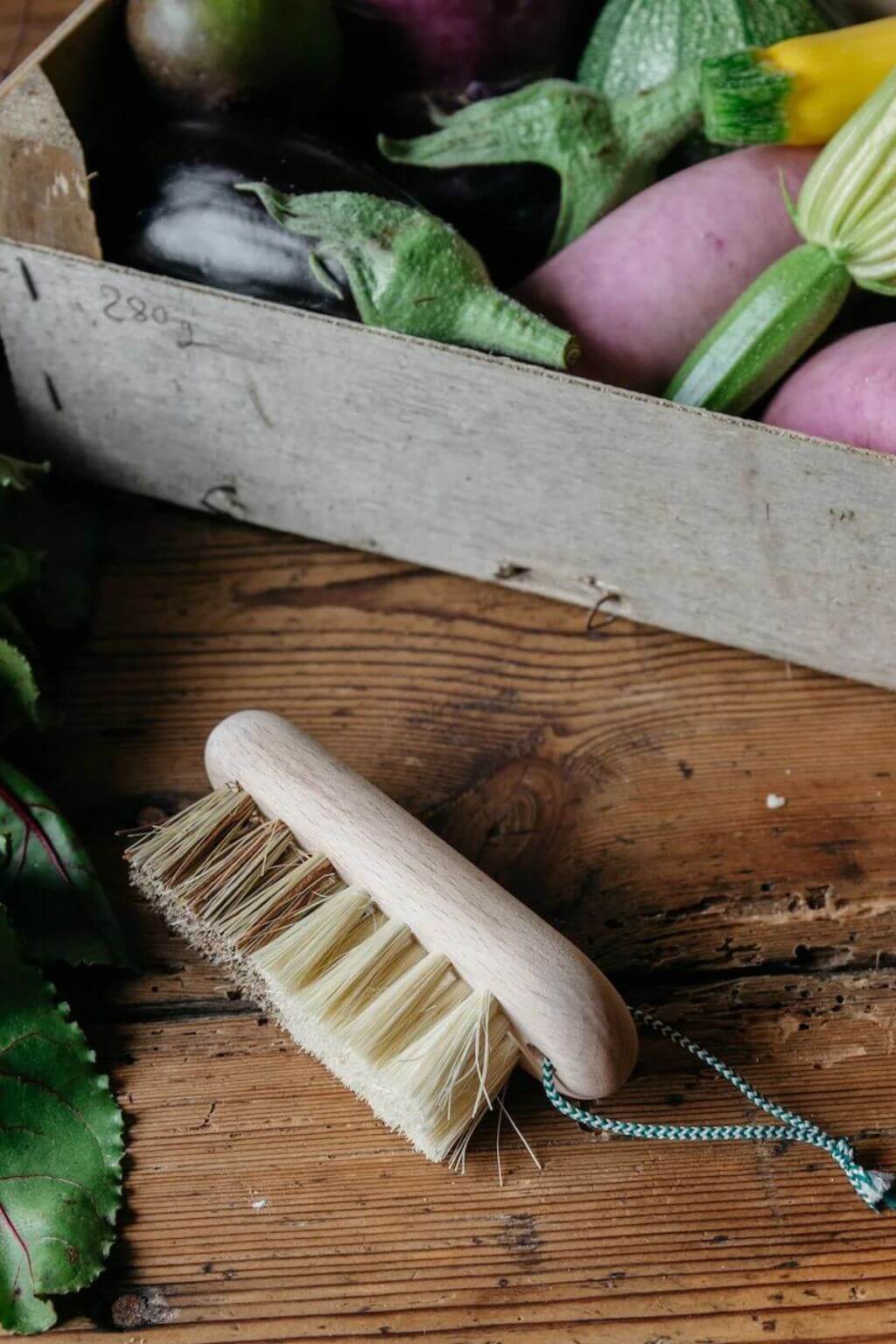Wood and Tampico Bottle Brush - Pot Brush - Vegetable Brush Set