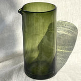 Olive Green Handblown Glass Pitcher