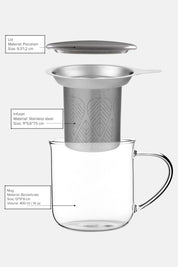 Minima™ Eva Tea Infuser Glass Mug, Wool Grey Lid