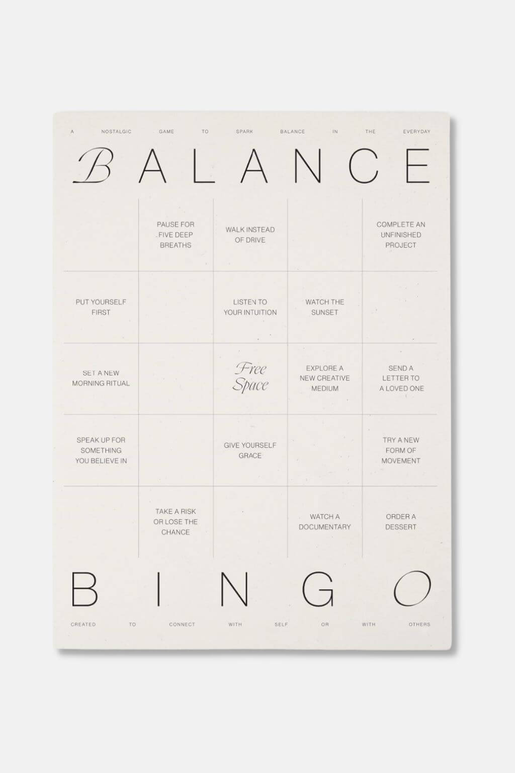 Balance Bingo Pad: a Nostalgic Take on Cultivating Balance – Cultiverre