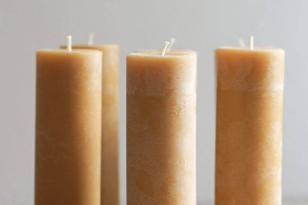 Pure Beeswax Skinny Pillar Candle, 60 hour Artisan Made