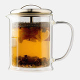 Modern Double Wall Glass Strainer Teapot