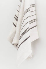 Avery Handwoven Tea Towel, Charcoal Stripe