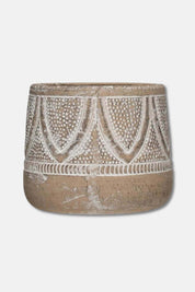 Embossed Terracotta Planter with Whitewash Finish