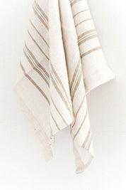 Avery Handwoven Tea Towel, Stone Stripe