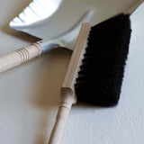 Galvanized Metal Dustpan + Natural Brush Set