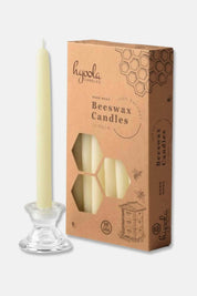 White Beeswax 8" Taper Candles, Box of 12